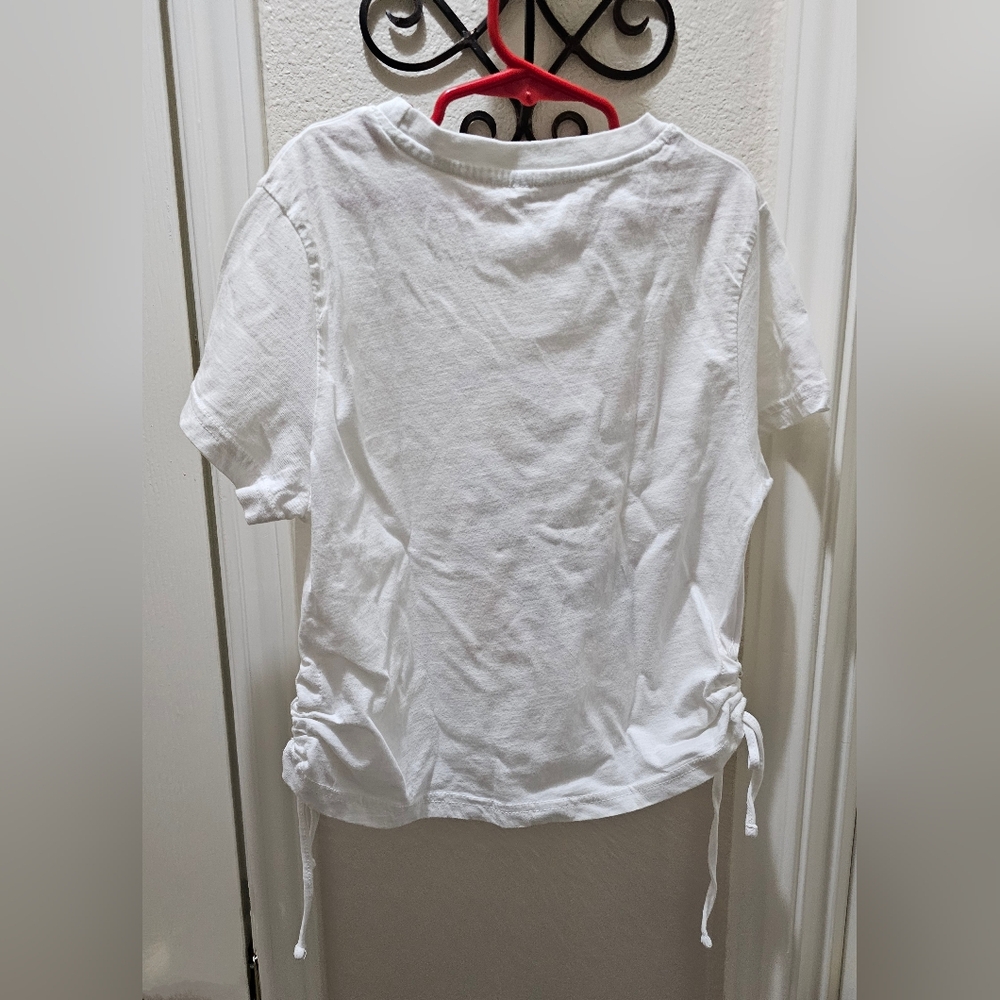 Betty Boop Motorcycle Youth Size Medium White T-Shirt Cinched Waist Preloved EUC - Picture 5 of 9